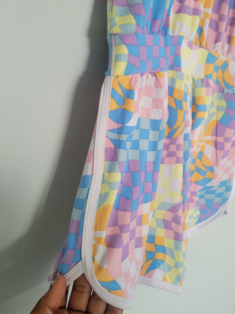 NWT Girls' Pastel Checkerboard Romper Sz S Vacation Beach Days Summer - Picture 5 of 8